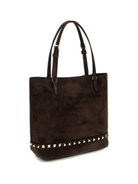 Valentino Garavani Women Small Rockstud Suede Tote Bag