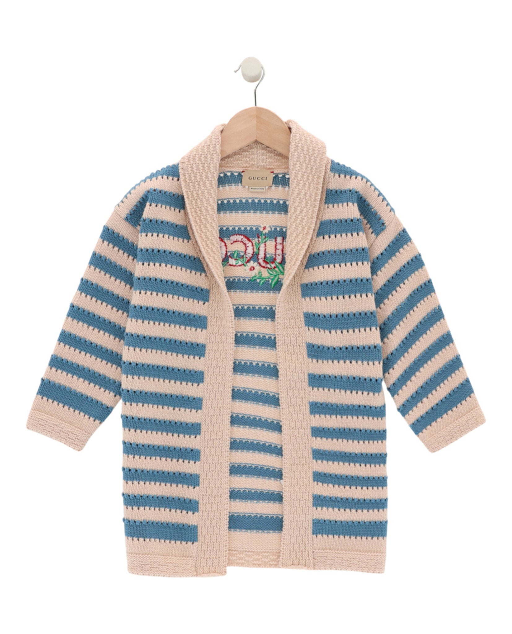 Gucci Girls Embroidered Logo Knit Cardigan