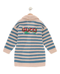 Gucci Girls Embroidered Logo Knit Cardigan