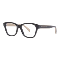 Alexander McQueen Eyeglasses Square Full Rim, Shiny Black Frame and Clear Demo Lens Lens AM0306O001