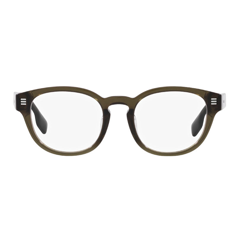 Burberry Eyeglasses Round Full Rim, Green Frame and Clear Demo Lenses Lens BE2382D3010