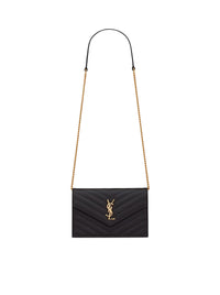 Saint Laurent Saint Laurent Women Classic Cassandre Chain Envelope Clutch In Grain De Poudre Leather