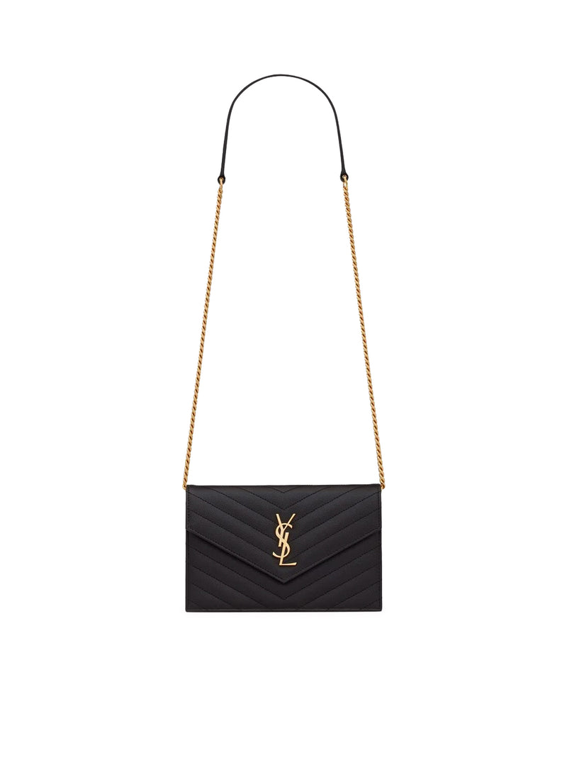 Saint Laurent Saint Laurent Women Classic Cassandre Chain Envelope Clutch In Grain De Poudre Leather