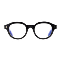 Tom Ford Tom Ford Eyeglasses Round Full Rim, Shiny Black Frame and Clear/Blue-Light Block Lenses Lens FT6037-B001