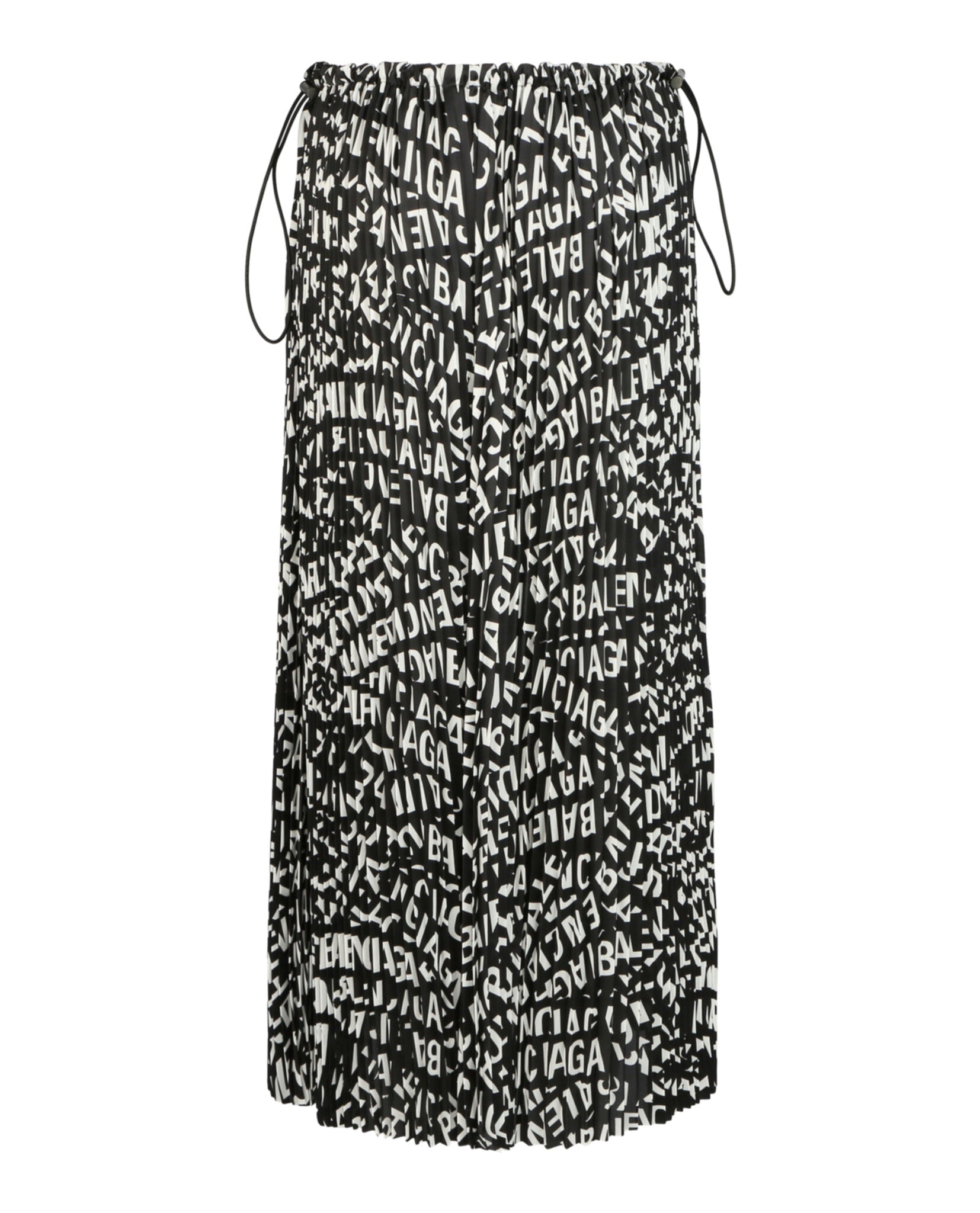 Balenciaga Balenciaga Womens Logo Strips Pleated Drawstring Midi Skirt