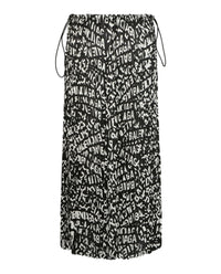 Balenciaga Balenciaga Womens Logo Strips Pleated Drawstring Midi Skirt