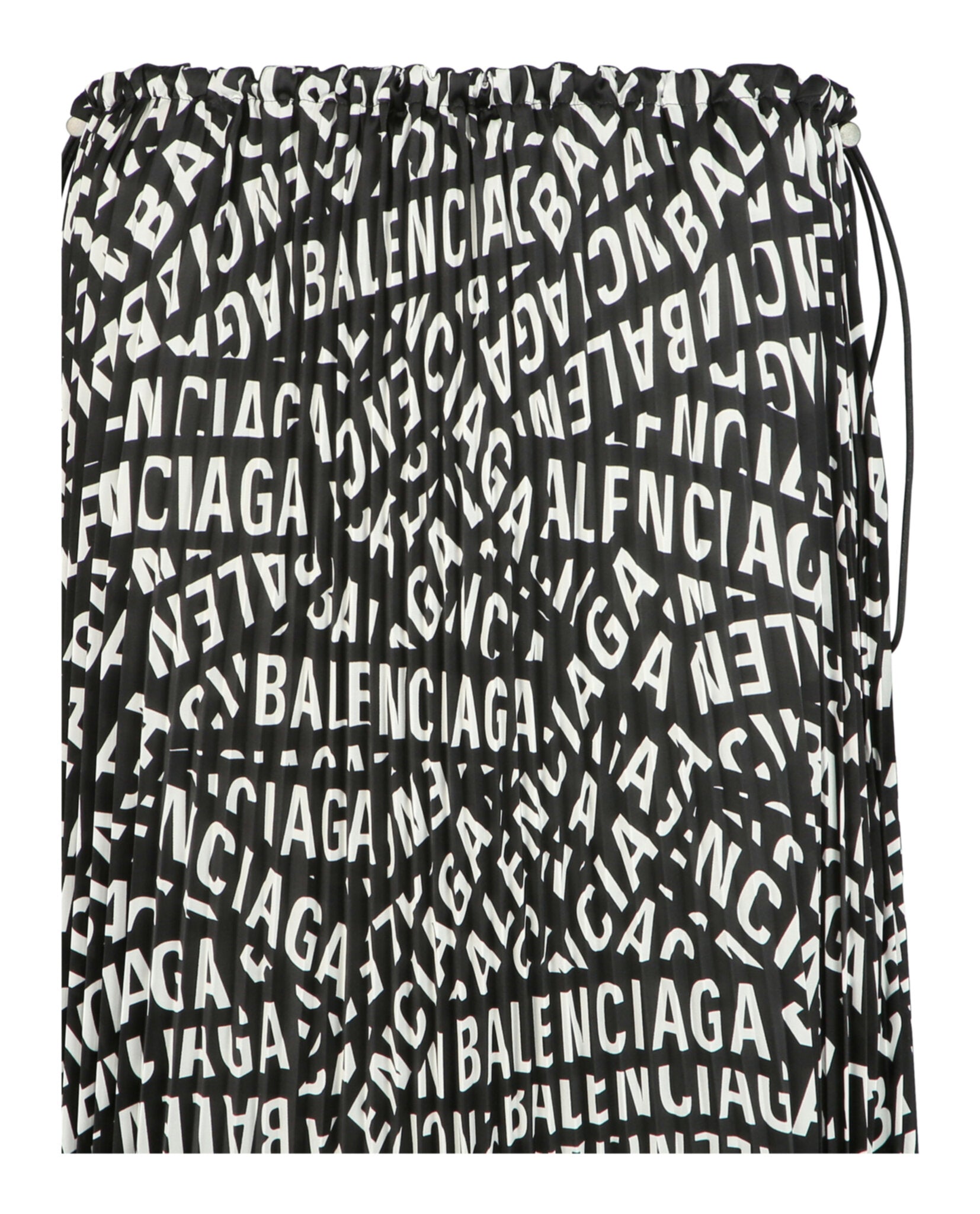 Balenciaga Balenciaga Womens Logo Strips Pleated Drawstring Midi Skirt