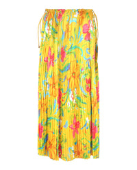 Balenciaga Balenciaga Womens Floral-Print Pleated Drawstring Midi Skirt