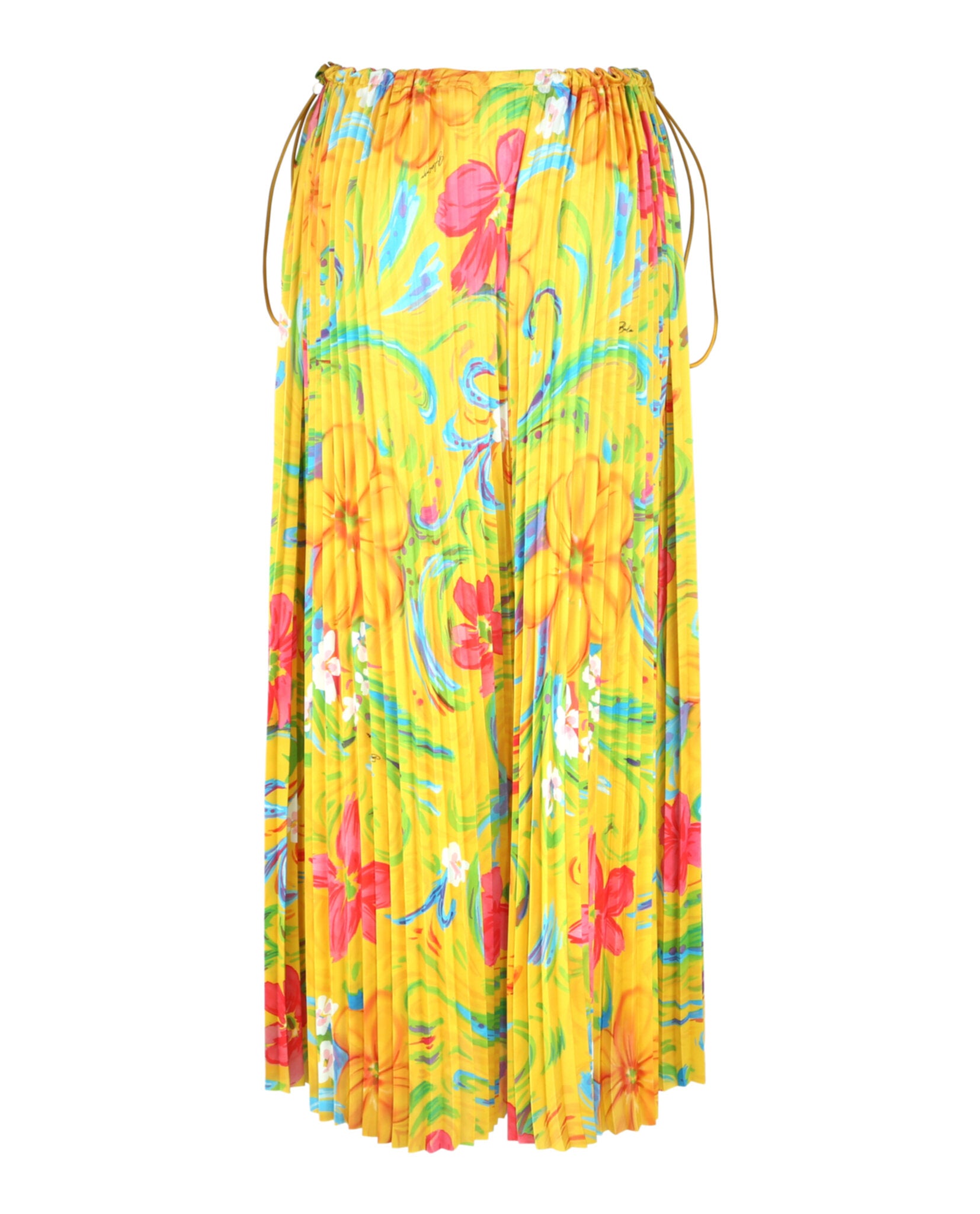 Balenciaga Balenciaga Womens Floral-Print Pleated Drawstring Midi Skirt