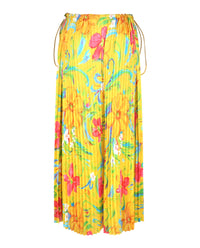 Balenciaga Balenciaga Womens Floral-Print Pleated Drawstring Midi Skirt