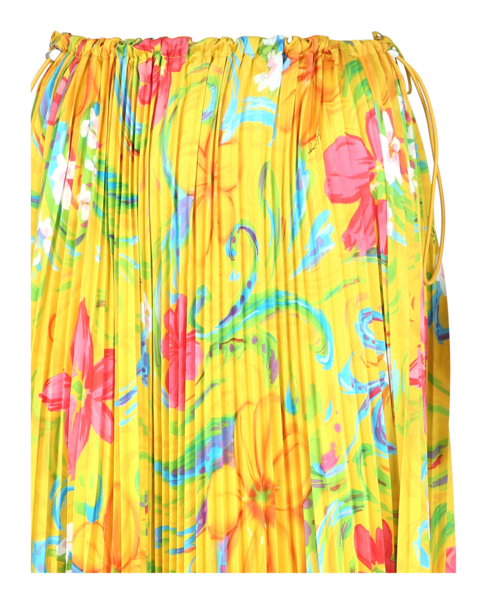 Balenciaga Balenciaga Womens Floral-Print Pleated Drawstring Midi Skirt