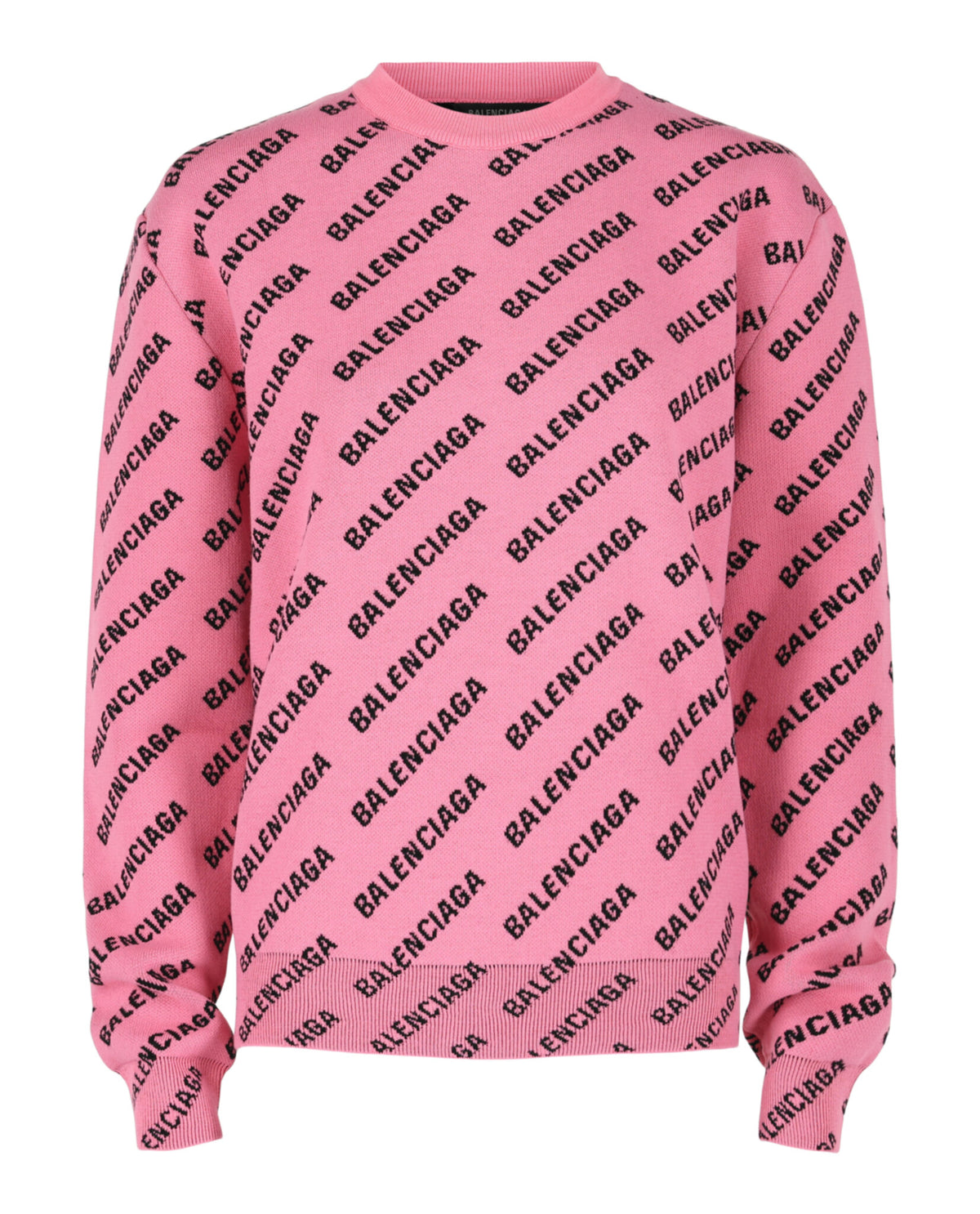 Balenciaga Womens Allover Logo Knit Sweater