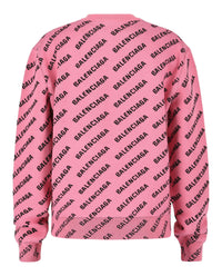 Balenciaga Womens Allover Logo Knit Sweater