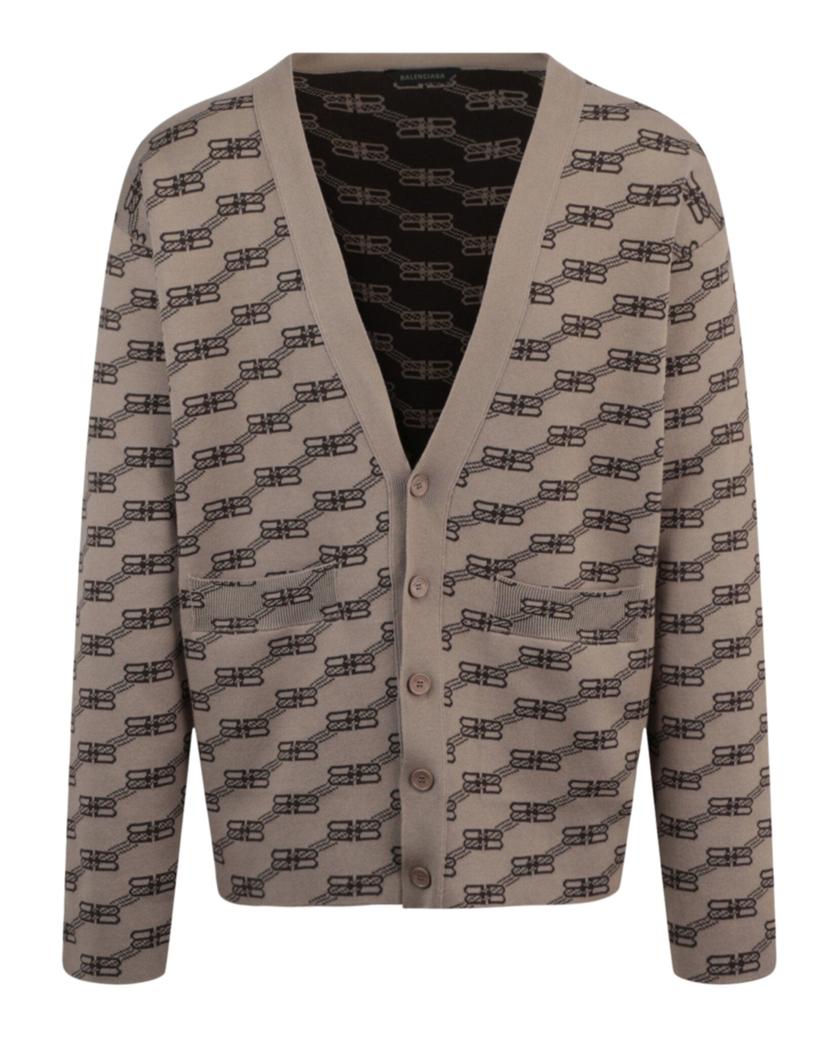 Balenciaga Balenciaga Mens Logo Intarsia-Knit Cardigan
