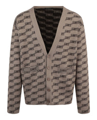 Balenciaga Balenciaga Mens Logo Intarsia-Knit Cardigan