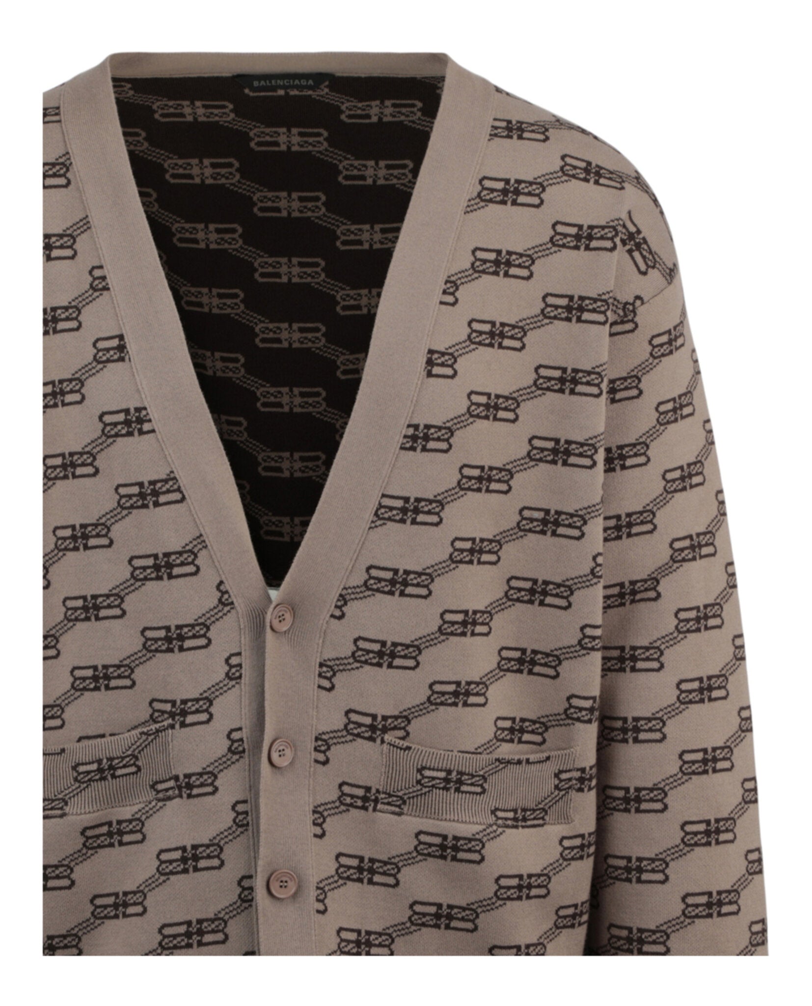 Balenciaga Balenciaga Mens Logo Intarsia-Knit Cardigan