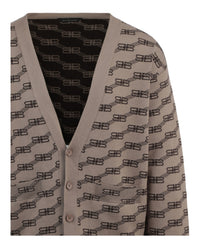 Balenciaga Balenciaga Mens Logo Intarsia-Knit Cardigan