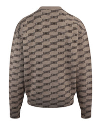 Balenciaga Mens Logo Intarsia-Knit Sweater