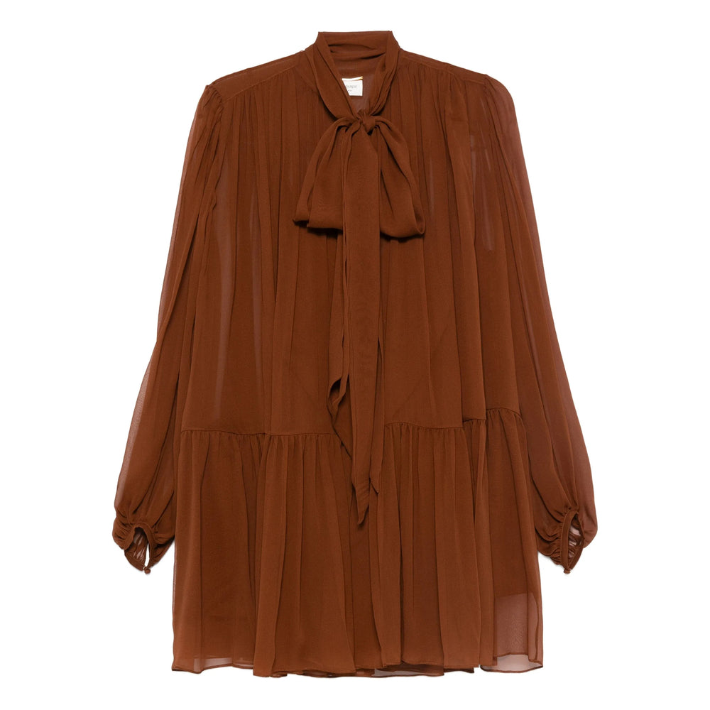 SAINT LAURENT Saint Laurent Women Sheer Long Sleeve Mini Dress