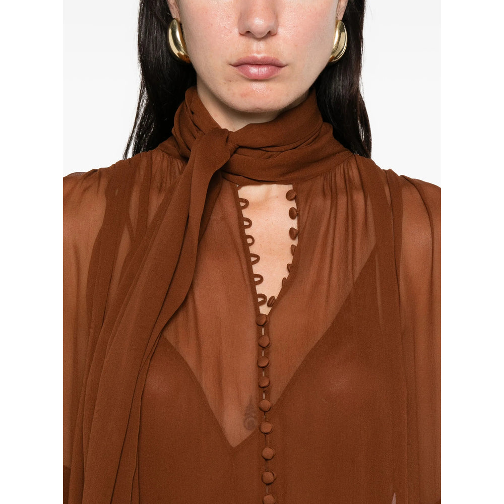 SAINT LAURENT Saint Laurent Women Sheer Long Sleeve Mini Dress