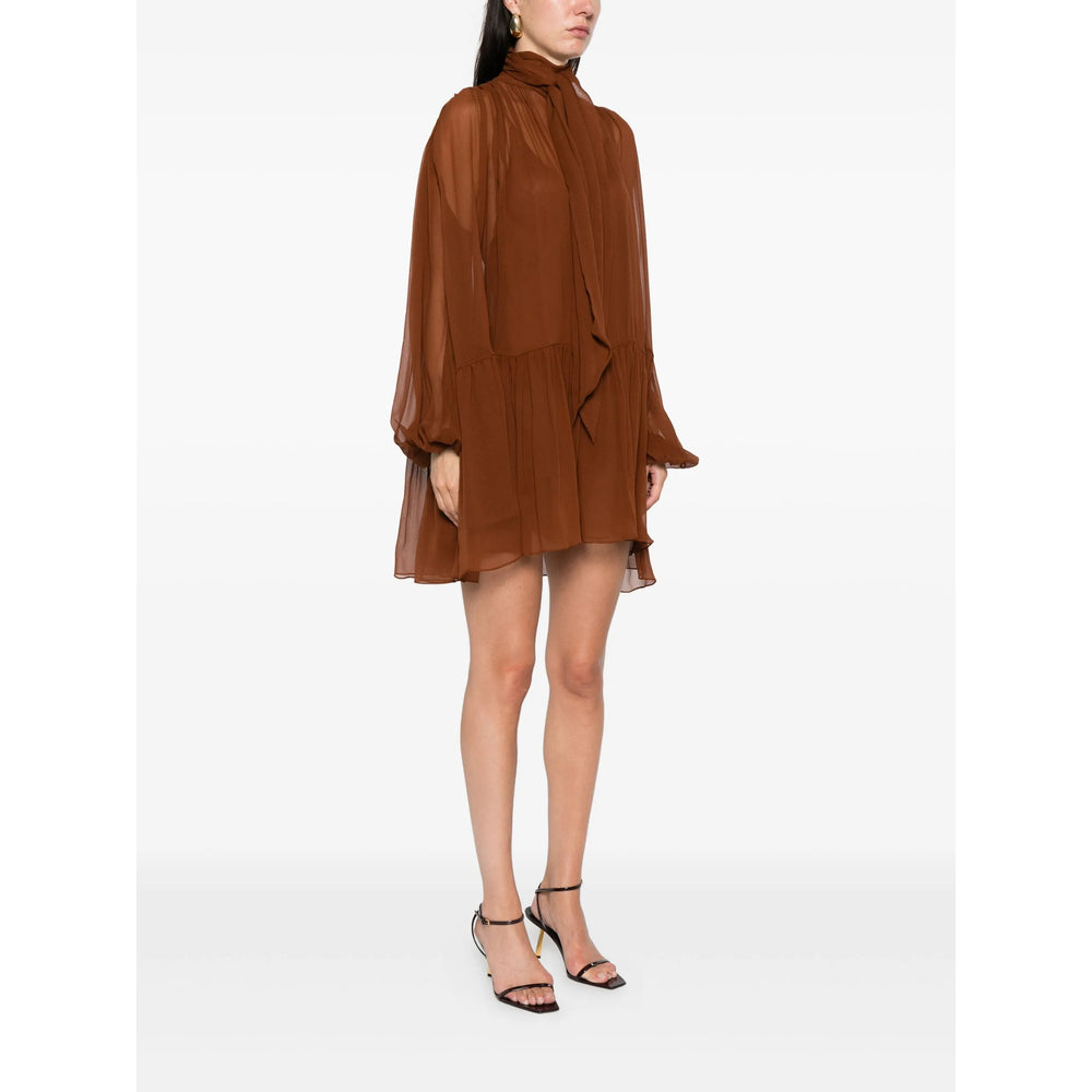 SAINT LAURENT Saint Laurent Women Sheer Long Sleeve Mini Dress