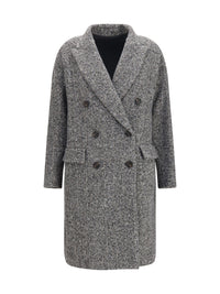 Brunello Cucinelli Women Double-Breasted Wool And Alpaca Blend Coat With Sequins