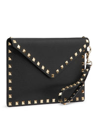 Valentino Garavani Women Rockstud Pouch In Garnet Calfskin