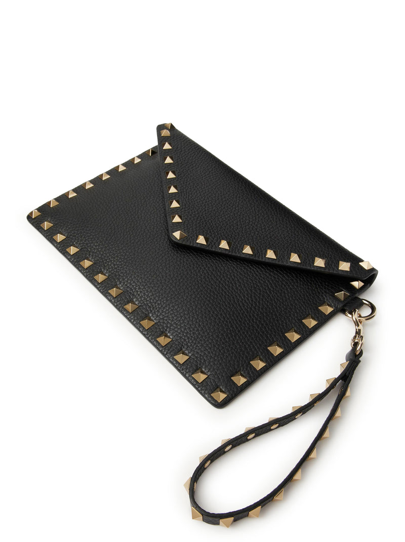 Valentino Garavani Women Rockstud Pouch In Garnet Calfskin