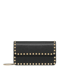 Valentino Garavani Women Rockstud Chain Pouch In Garnet Calfskin