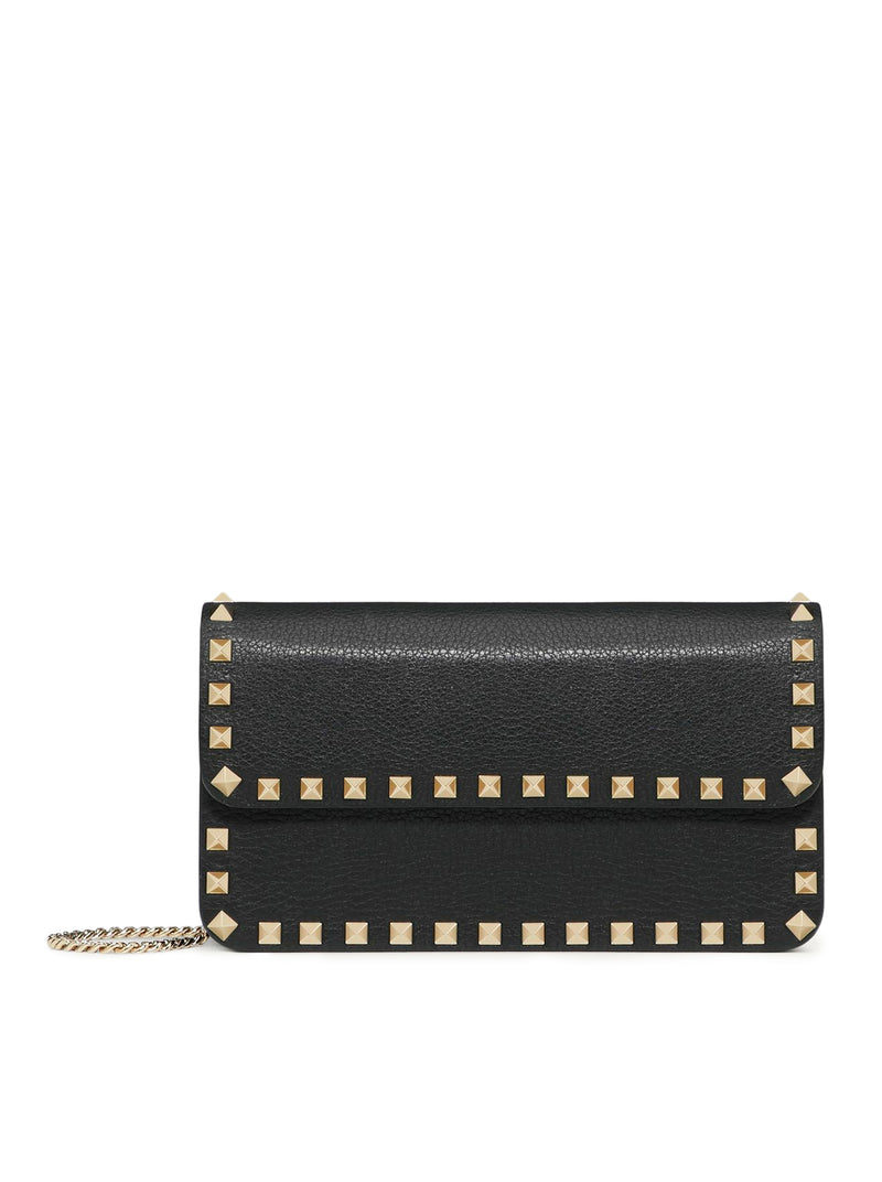Valentino Garavani Women Rockstud Chain Pouch In Garnet Calfskin