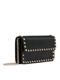 Valentino Garavani Women Rockstud Chain Pouch In Garnet Calfskin