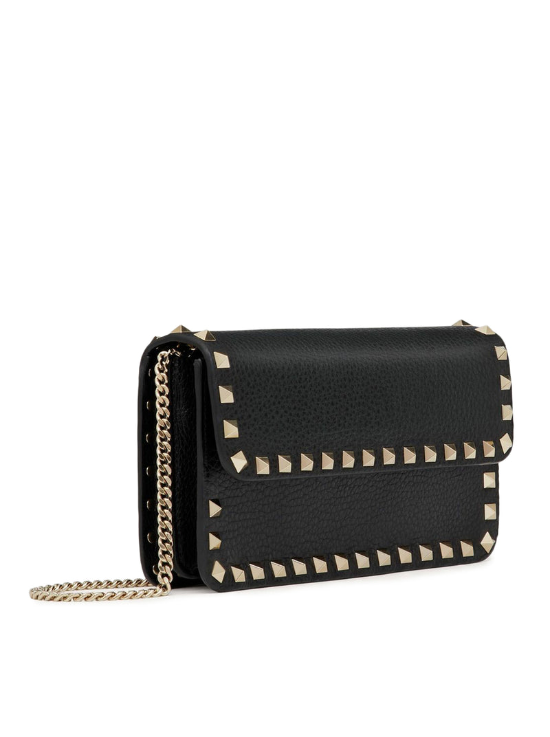 Valentino Garavani Women Rockstud Chain Pouch In Garnet Calfskin