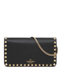 Valentino Garavani Women Rockstud Chain Pouch In Garnet Calfskin