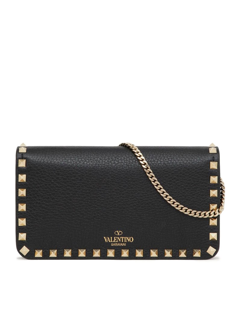Valentino Garavani Women Rockstud Chain Pouch In Garnet Calfskin