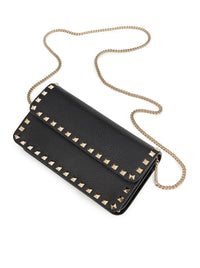 Valentino Garavani Women Rockstud Chain Pouch In Garnet Calfskin