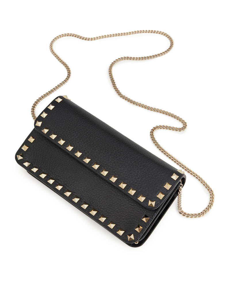 Valentino Garavani Women Rockstud Chain Pouch In Garnet Calfskin