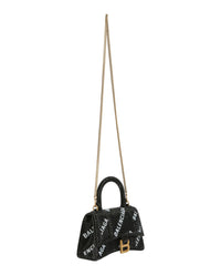 Balenciaga Womens Hourglass Xs Top Handle Bag With Allover Logo Strass