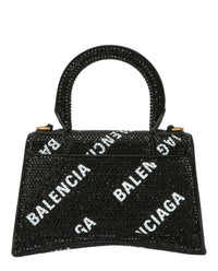 Balenciaga Womens Hourglass Xs Top Handle Bag With Allover Logo Strass