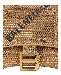 Balenciaga Womens Hourglass Xs Top Handle Bag With Allover Logo Strass