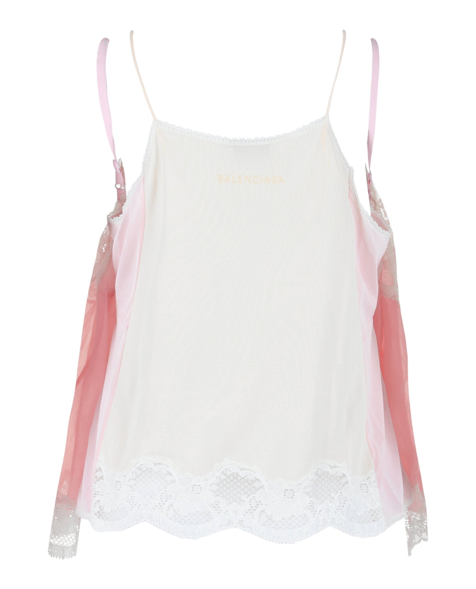 Balenciaga Womens Patched Lace Slip Top