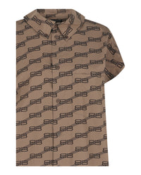 Balenciaga Womens Rawcut Monogram Midi Shirt Dress