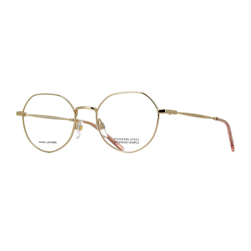 Marc Jacobs Eyeglasses Round Full Rim, Pink/Gold Frame and Clear Demo Lenses Lens MARC705/G035J00