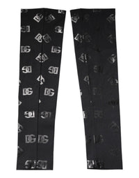 Dolce & Gabbana Black DG Logo Monogram Wool Stretch Arm Women's Sleeves