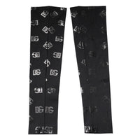 Dolce & Gabbana Black DG Logo Monogram Wool Stretch Arm Women's Sleeves