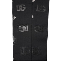 Dolce & Gabbana Black DG Logo Monogram Wool Stretch Arm Women's Sleeves