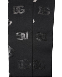 Dolce & Gabbana Black DG Logo Monogram Wool Stretch Arm Women's Sleeves