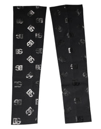 Dolce & Gabbana Black DG Logo Monogram Wool Stretch Arm Women's Sleeves