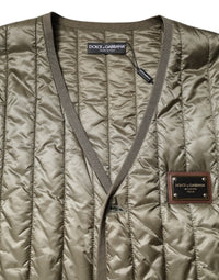 Dolce & Gabbana Dolce & Gabbana Brown Logo Plaque Quilted Vest Men's Jacket