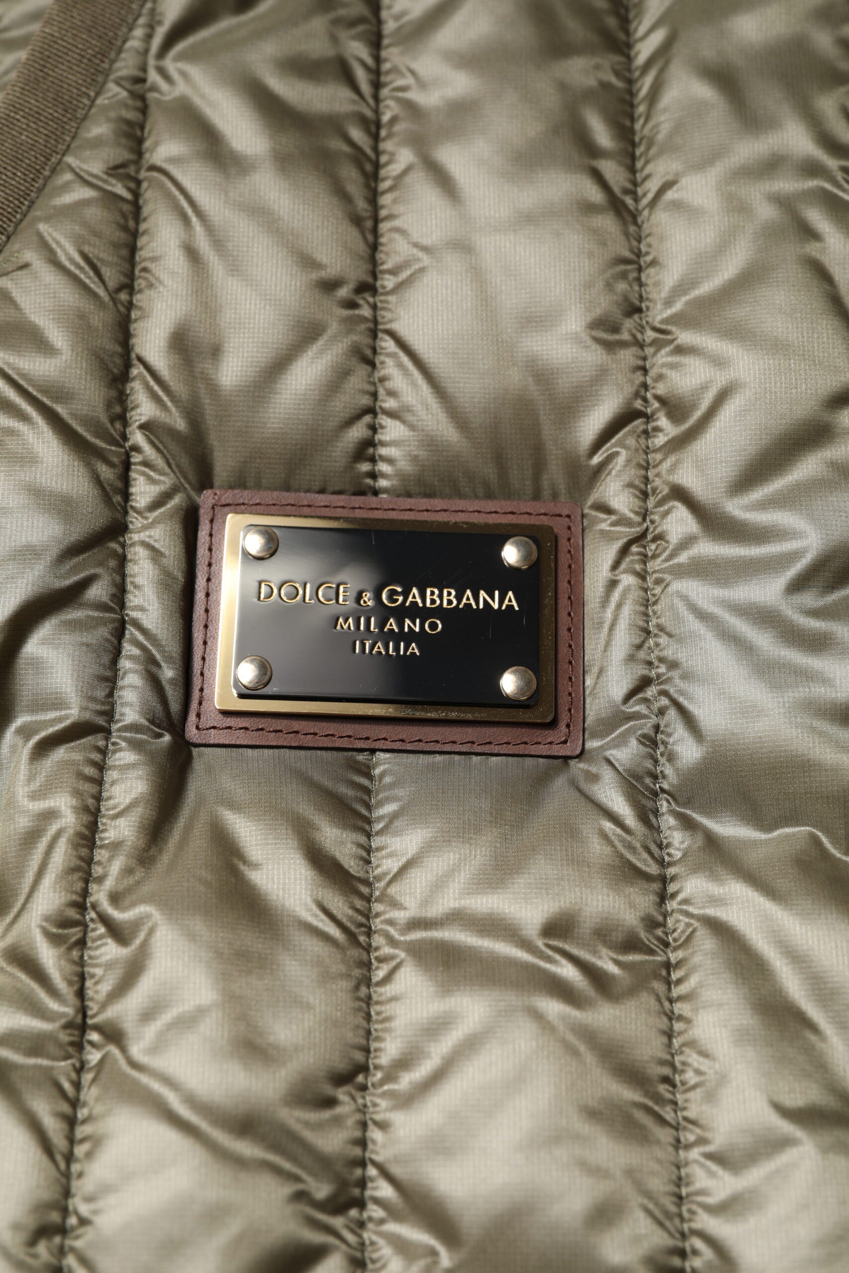 Dolce & Gabbana Dolce & Gabbana Brown Logo Plaque Quilted Vest Men's Jacket