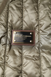 Dolce & Gabbana Dolce & Gabbana Brown Logo Plaque Quilted Vest Men's Jacket